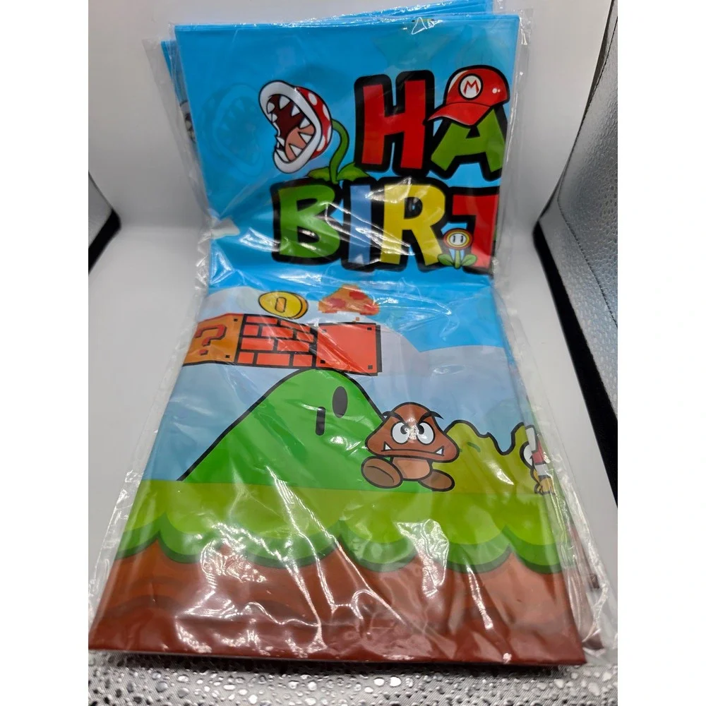 Super Mario Bros Happy Birthday Plastic Tablecloth 3 Pack Party Supplies Blue